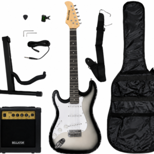 Paquete de Guitarra Eléctrica Bellator NEG10WSTL-SBS para Zurdo Tipo Stratocaster con Amplificador y 7 Accesorios